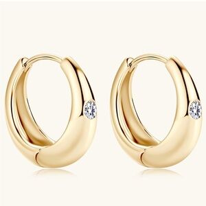 14k Diamond Chunky Gold Hoop Earrings